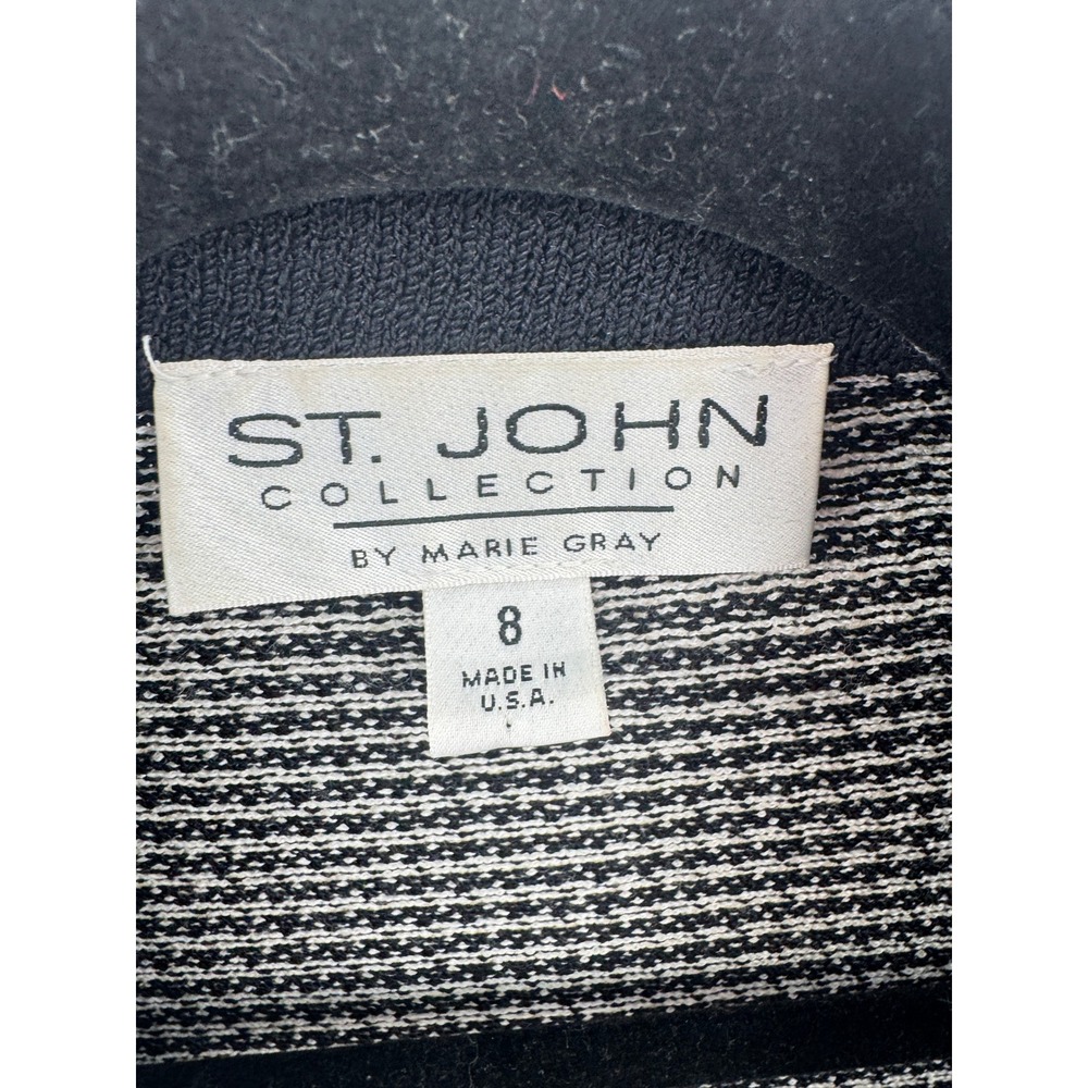 St. John Collection Blazer Houndstooth Knit Black&White Gold Hardware 8 Vintage - Picture 4 of 11